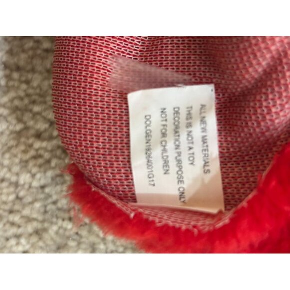 Red Faux Fur Christmas Stocking With Leopard Print Cuff 16" - Picture 7 of 7